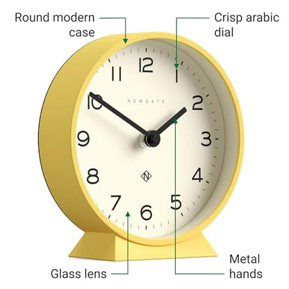 NEWGATE® M Mantel 에코 책상 시계 | 모던 라운드 디자인 | 옐로우 - color: 치키 옐로우