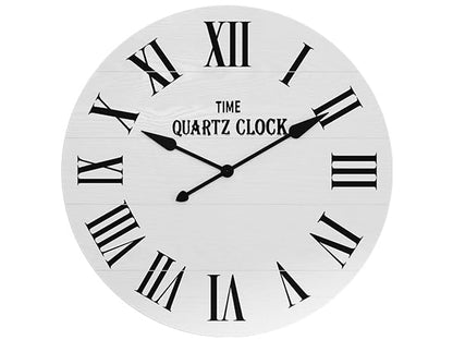 ARTPOWER 35.5" Extra Large Farmhouse Wall Clock,Solid Wood Veneer,White - color: White, size: 35.5"W x 35.5"H