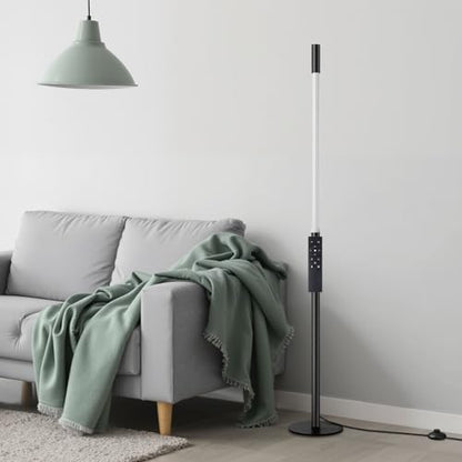NUÜR Modern Black Floor Lamp, Dimmable LED Standing Lamp with Remote - style: Slim Linear Floor Lamp