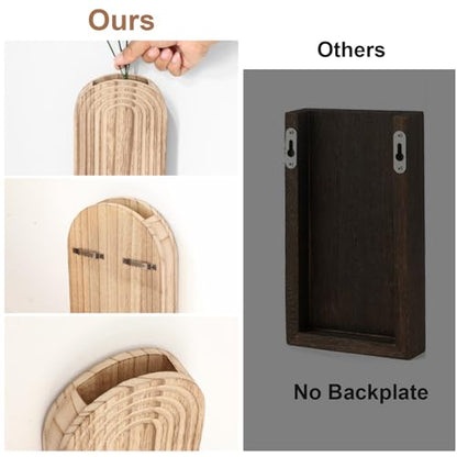 Handmade Wooden Wall Vases Set of 2 for Plants - color: Natural Wood