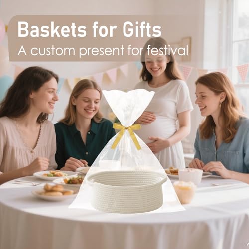 JMvicyroam Small Woven Basket, Empty Gift Basket, White/2 Pack - color: White, size: 2 Pack