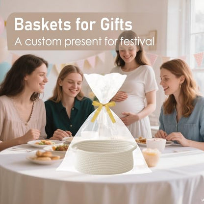 JMvicyroam Small Woven Basket, Empty Gift Basket, White/2 Pack - color: White, size: 2 Pack