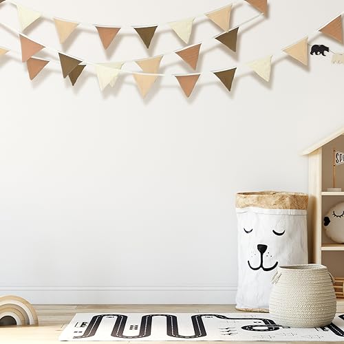 Oudain 2 Pcs Pennant Banner Flags Nursery Garland Triangle, Khaki Color - color: Khaki Colors