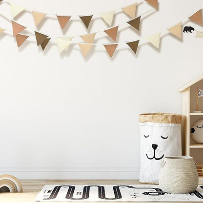 Oudain 2 Pcs Pennant Banner Flags Nursery Garland Triangle, Khaki Color - color: Khaki Colors