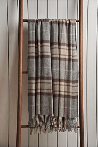 EP Mode 100% Pure Cashmere Throw Blanket for Sofa, Grey Tartan - color: Grey Tartan