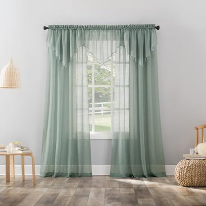 No. 918 Erica Crushed Sheer Voile Rod Pocket Curtain Panel, 51" x 84", Mineral Blue - color: Mineral Blue, size: 51"W x 84"L (Pack of 1)