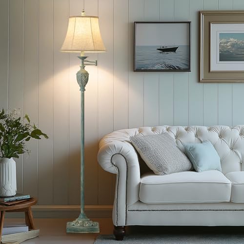 Traditional Floor Lamp with 350° Swing Arm,Including Bulb,Antique Green - color: Antique Green