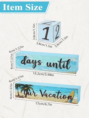 Vacation Countdown Wooden Tabletop Decor,Days Until Vacations Wood Sign For Indoor Home Decoration - size: Vacations