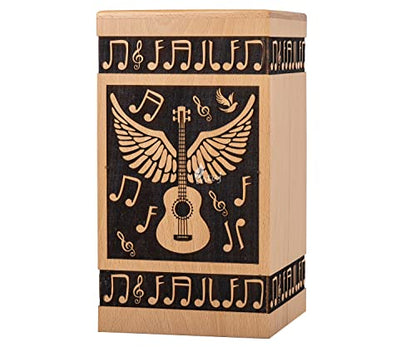 Guitar Wings Wood Keepsake Urn for Human Ashes, 20 Cu in, Beechwood - color: Beechwood, size: Keepsake (20 Cu In, Share of Ashes)