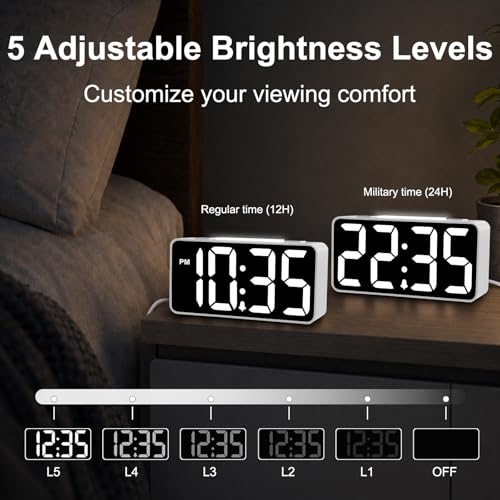 DreamSky Small Digital Alarm Clock with Night Light for Kids Bedroom - color: Pure White Case Rgb Digits
