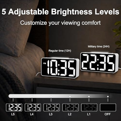 DreamSky Small Digital Alarm Clock with Night Light for Kids Bedroom - color: Pure White Case Rgb Digits