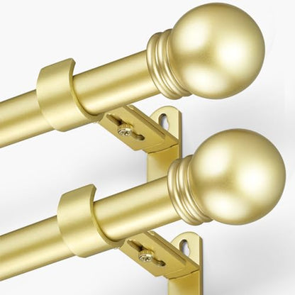 Curtain Rods for Windows 16-48", 1 In Gold Curtain Rod, 2 Pack - color: Warm Gold, size: 48" - 1'' rod - 2 Pack