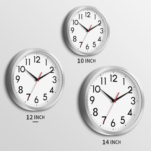 DAXSMY 12 Inch Wall Clock, Battery Operated Silent Non Ticking - color: B-silver, size: 12"