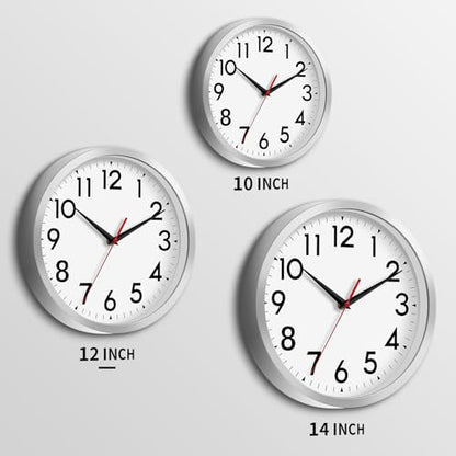 DAXSMY 12 Inch Wall Clock, Battery Operated Silent Non Ticking - color: B-silver, size: 12"