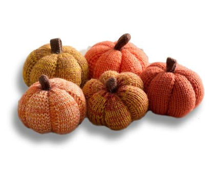 Set of 5 Mini Knit Pumpkins, Sunset Orange Gold Rust (Sunset 2.5 Inch Set) - color: Sunset Set 5