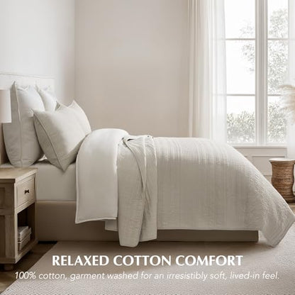 EVERGRACEHOME 100% Cotton Quilt Set Oversized Cal King, Birch - color: Birch, size: Oversized Cal King (118" X 102")