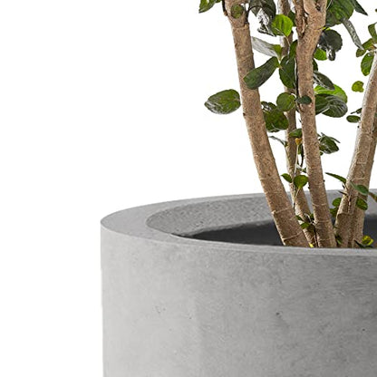 Kante Accent Round Cylinder Pale Gray Concrete Planter 12.6" Tall, Outdoor - color: Natural Concrete, size: 12.6" Dia