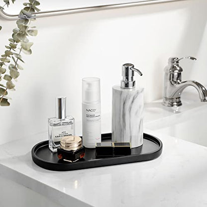 Luxspire 11.4" Oval Bathroom Tray for Countertop Organizer, Matte Black - color: Matte Black, style: Medium
