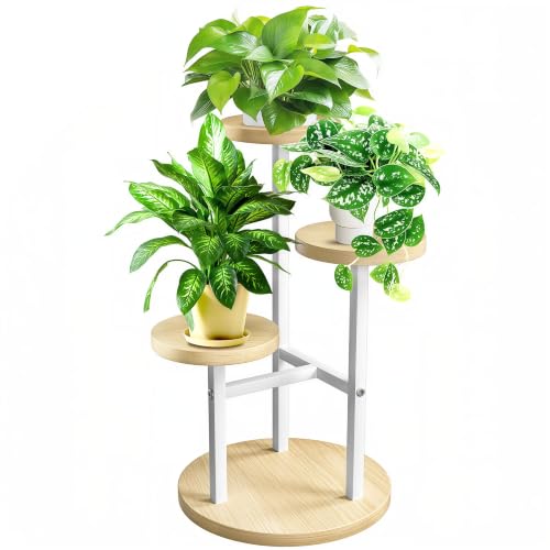 GEEBOBO 3 Tier Plant Stand Indoor, Metal Wood Plant Stands For Indoor Plants Multiple, Corner Tiered Flower Plants Shelf Stand for Living Room Bedroom, White - color: 3 Tier-White