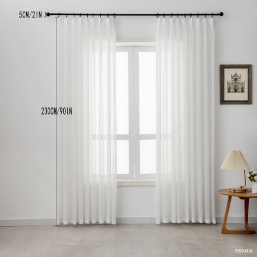 Sheer Curtains Pinch Pleated Curtains 90 Inches Long 1 Panel, W52 x L90 - color: Off White, size: 52"W x 90"L (Pack of 1)