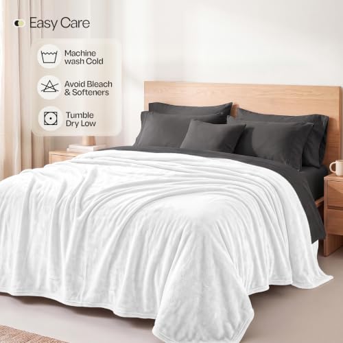 Soft Fleece Blanket for Bed Full Size White (90x84 Inch) - color: White, size: Full (90x84 Inch)