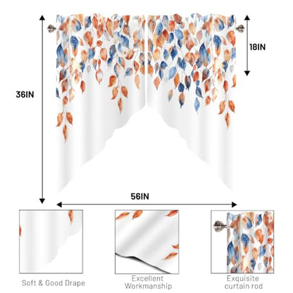 Fall Leaves Swag Curtains 1 Pair, Window Treatment 28x36 in - color: Fall Yellow5, size: 28"W x 36"L (Pack of 2)