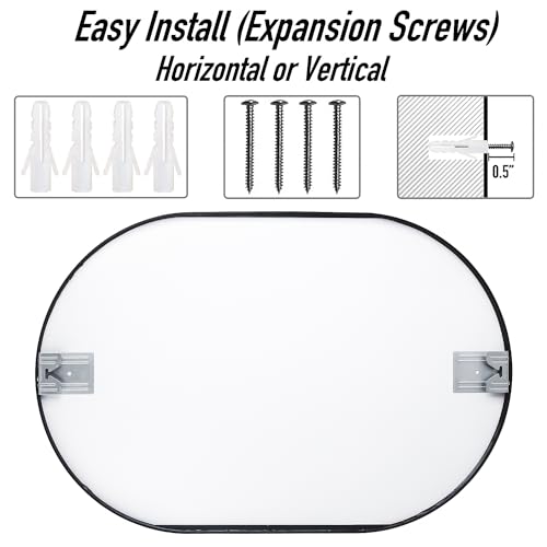 SCWF-GZ 30x20 Runway Mirror Round Wall Mounted/Against Wall Silver - color: Silver, size: 30"L x 20"W