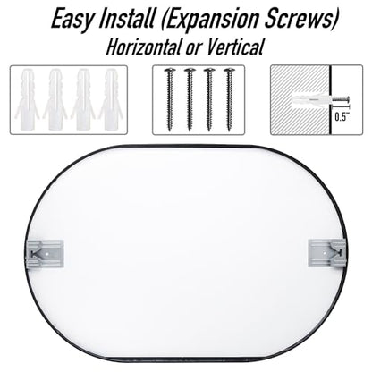 SCWF-GZ 30x20 Runway Mirror Round Wall Mounted/Against Wall Silver - color: Silver, size: 30"L x 20"W
