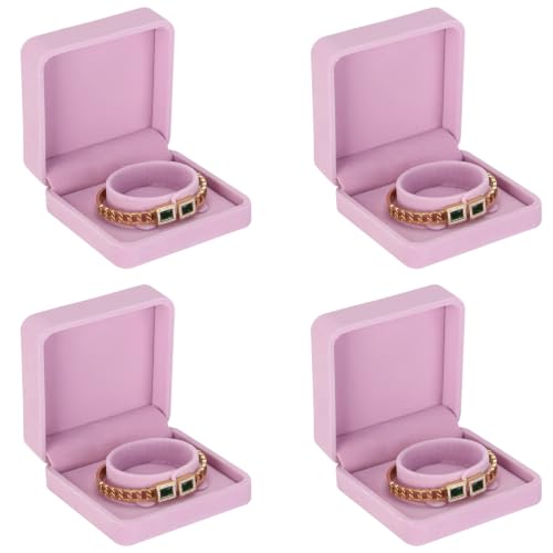 KUKUVR 4 Pcs Velvet Bracelet Gift Box, Jewelry Storage Holder Case for Bangle Anklet beaded bracelet Birthday Anniversary, Gift for Women (Pink) - color: Pink