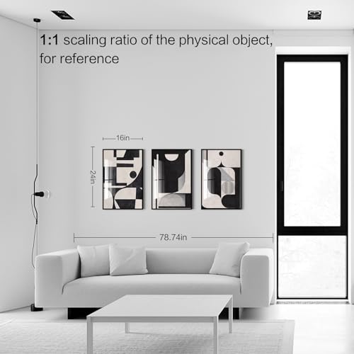 QKF 3Pcs Black White Geometric Textured Crystal Framed Canvas Wall Art Set - color: Retro Black And White, size: 16" X 24" X 3 pieces
