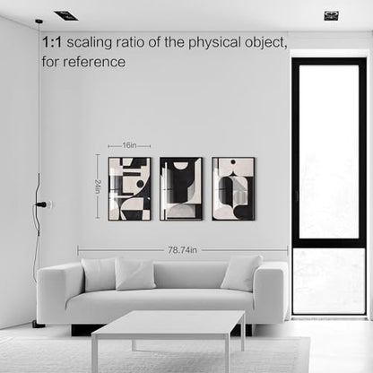 QKF 3Pcs Black White Geometric Textured Crystal Framed Canvas Wall Art Set - color: Retro Black And White, size: 16" X 24" X 3 pieces