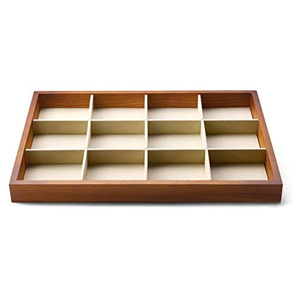 Oirlv Solid Wood Jewelry Tray,Jewelry Drawer Organizer,12 Grid - color: Creamy-white 12 grid tray