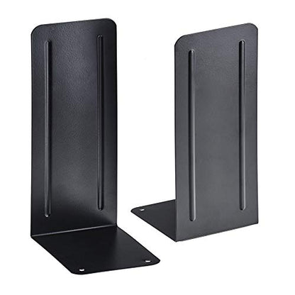 Acrimet Bookends for Shelves, Heavy Duty Steel Metal Book Ends, Non-Skid Book Stopper, Book Storage Holder for Home, Library, Jumbo Large Size 9" H x 4" W x 4 1/2" D, (Black) (1 Pair / 2 Pieces)