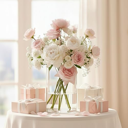 Liotww Shatterproof Acrylic Clear Flower Vase Plastic Cylinder Vases - color: L 3 Clear-d