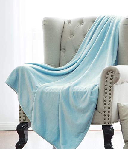 DiamondHome Super Soft Warm Light Weight Fleece Throw Blanket for Couch/Sofa/Bed/Chair in Living Room & Bed Room, 50" x 60" (Light Blue) - color: Light Blue