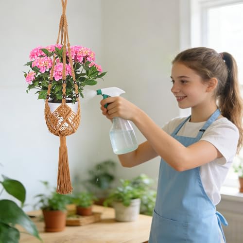 Augshy Jute Crochet Macrame Plant Hangers with Hooks, 2 Pack Hanging Holder - color: Caramel, size: 35 Inches