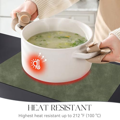 MOSAYT Vinyl Faux Leather Placemats, Set of 6, Olive Green - color: Olive Green