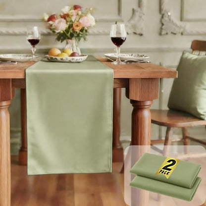 FOLINS&HOME 2 Pack Sage Green Waterproof Table Runner 48 Inches Long - color: Sage Green, size: 12" x 48" (2 Pcs)