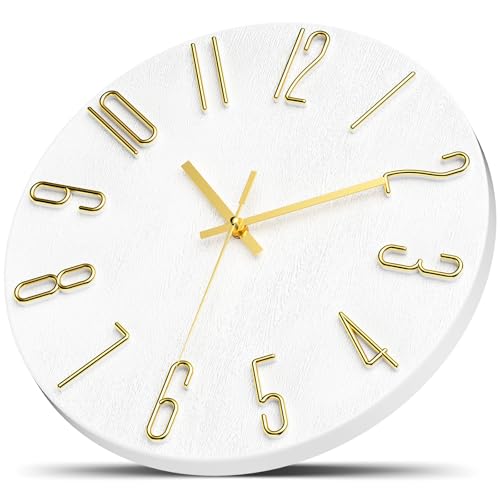 Wall Clock,Battery Operated,Modern Minimalist Design for Living Room, Office, Kitchen, Bedroom, and Bathroom - Silent Non-Ticking, Stylish, and Perfect for Any Room - White, 12 Inch