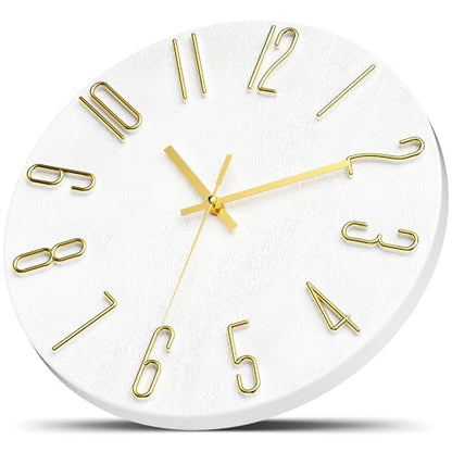 Wall Clock,Battery Operated,Modern Minimalist Design for Living Room, Office, Kitchen, Bedroom, and Bathroom - Silent Non-Ticking, Stylish, and Perfect for Any Room - White, 12 Inch