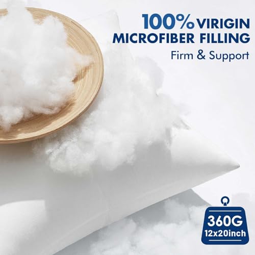 MIULEE Outdoor Pillow Inserts 12x20 Pack of 4 - size: 12x20 Inch