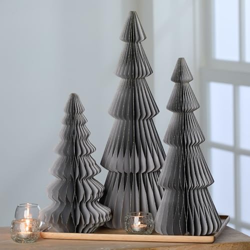 Your Heart's Content Honeycomb Paper Trees, Set of 3 (Large Set 3 Gray) - color: Large Set 3 Gray