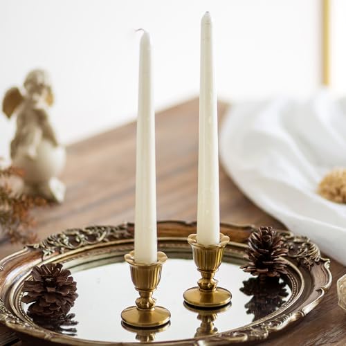 Romadedi Gold Candlestick Candle Holders, Brass Color, Pack of 2 - size: 2 PCS