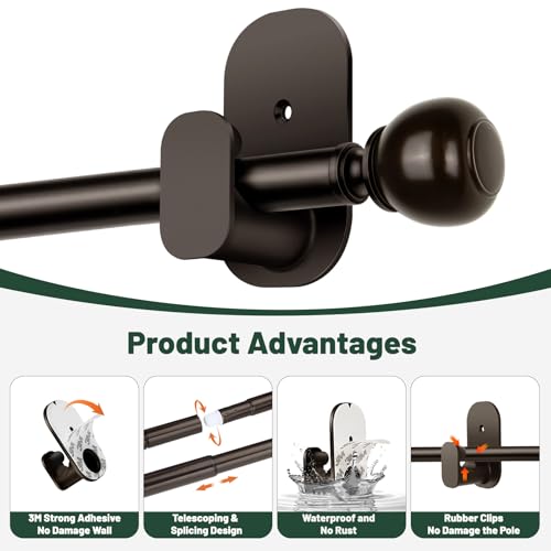 USFOOK Bronze No Drill Curtain Rods for Windows 48 to 84, 2 Pack - color: Bronze, size: 32-86"(2 pack)