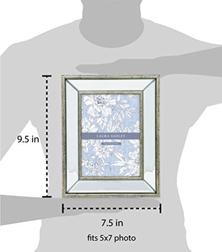 Laura Ashley 5x7 Silver Beveled Mirror Picture Frame Tabletop & Wall Mount - color: Silver, size: 5x7