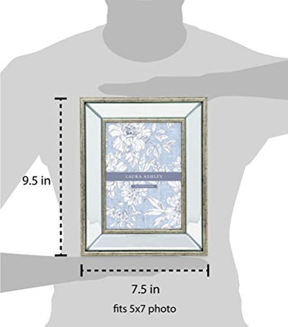 Laura Ashley 5x7 Silver Beveled Mirror Picture Frame Tabletop & Wall Mount - color: Silver, size: 5x7