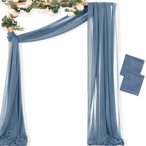 Sheer Gauze Wedding Arch Draping Fabric 29" x 20 FT 2 Panel Dusty Blue - color: Dusty Blue, size: 29"w x 240"l (Pack of 2)