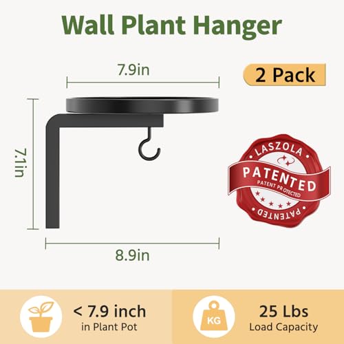 LASZOLA Plant Hanger Holder Window Shelf Wall Mounted Indoor, 2 Pcs Black - color: Black, size: 2