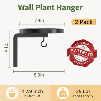 LASZOLA Plant Hanger Holder Window Shelf Wall Mounted Indoor, 2 Pcs Black - color: Black, size: 2