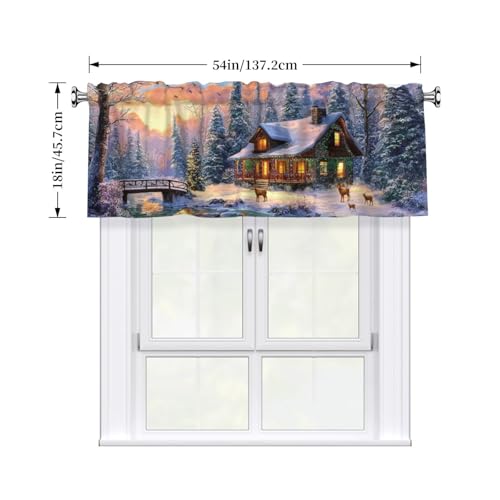 Christmas Snowflake Winter Valances for Windows Rod Pocket Curtain Valance 1 Panel Short Curtains for Kitchen Bathroom Living Room Bedroom Window Treatments - color: Christmas Snowflake